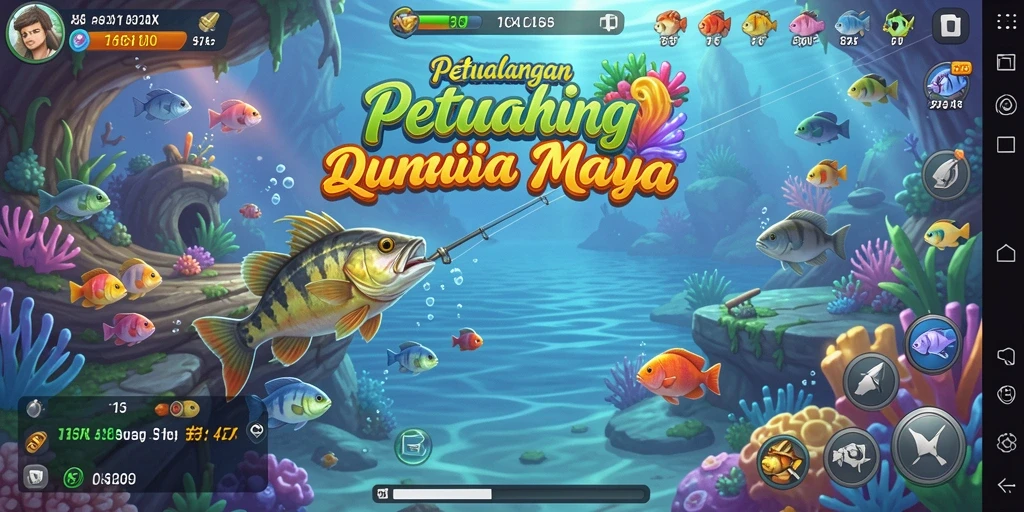 Gameplay menarik dan seru dalam 116X dengan berbagai jenis ikan.
