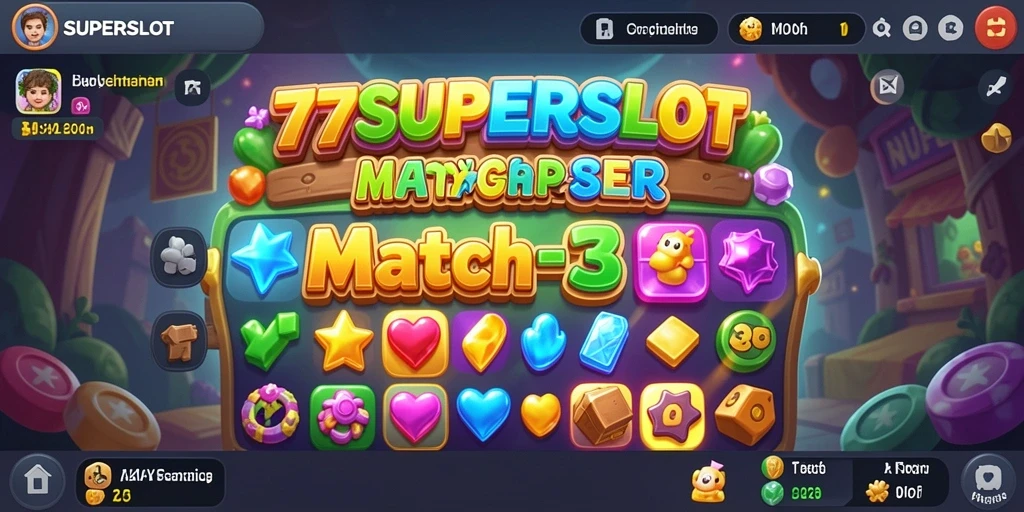 Tampilan seru gameplay game Match-3 77SUPERSLOT.