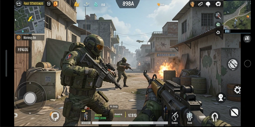 Tangkapan layar dari gameplay mendebarkan 898A dengan aksi FPS intens.