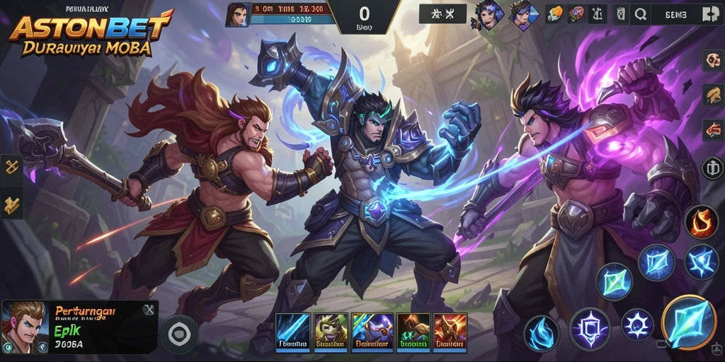 Gameplay menegangkan di arena MOBA saat bertempur.