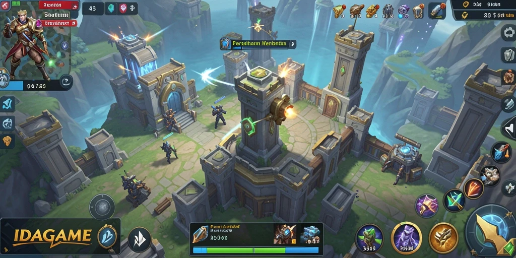 Tampilan gameplay menara pertahanan yang mengesankan dalam IDAGAME.