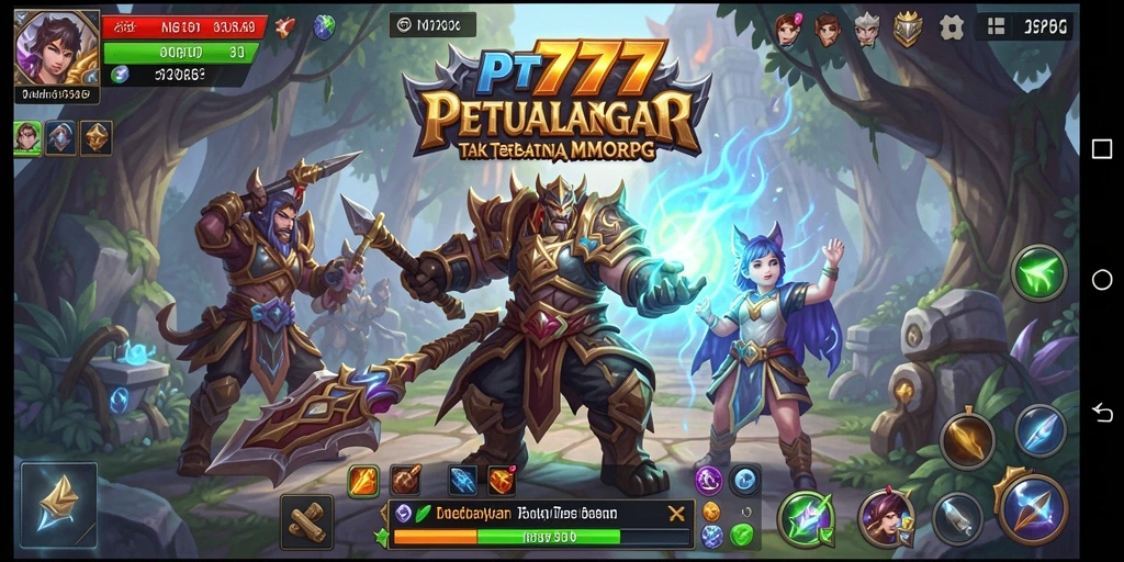 Tangkapan layar menunjukkan aksi seru dalam dunia MMORPG PT777.