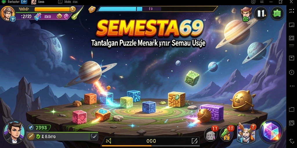 Tangkapan layar utama dari SEMESTA69 menampilkan gameplay seru puzzle.