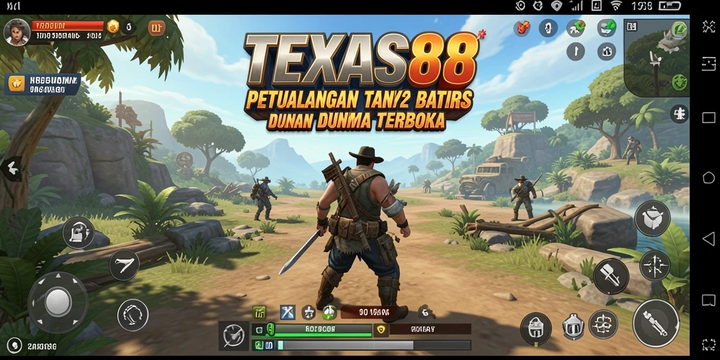 Screenshot utama TEXAS88 menunjukkan aksi petualangan seru dalam dunia terbuka.